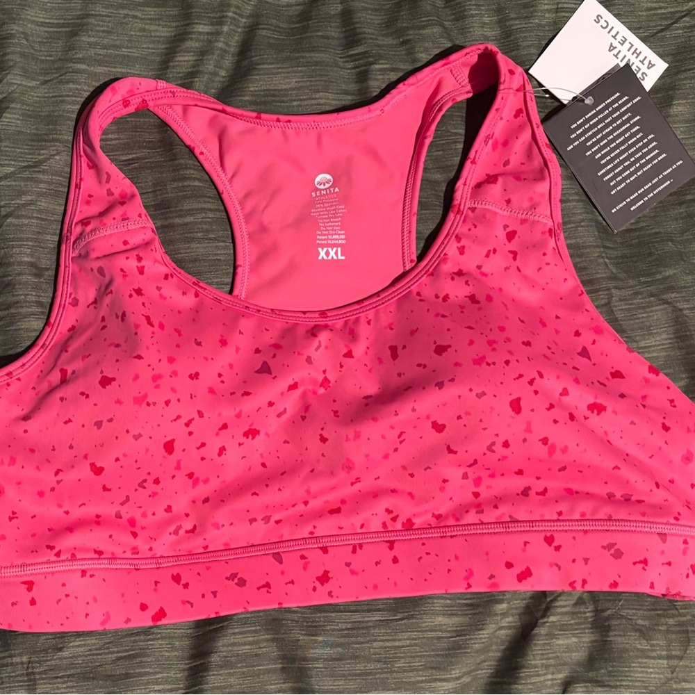 NWT SENITA Athletics Pink Sports Bra Racerback Moisture-Wicking